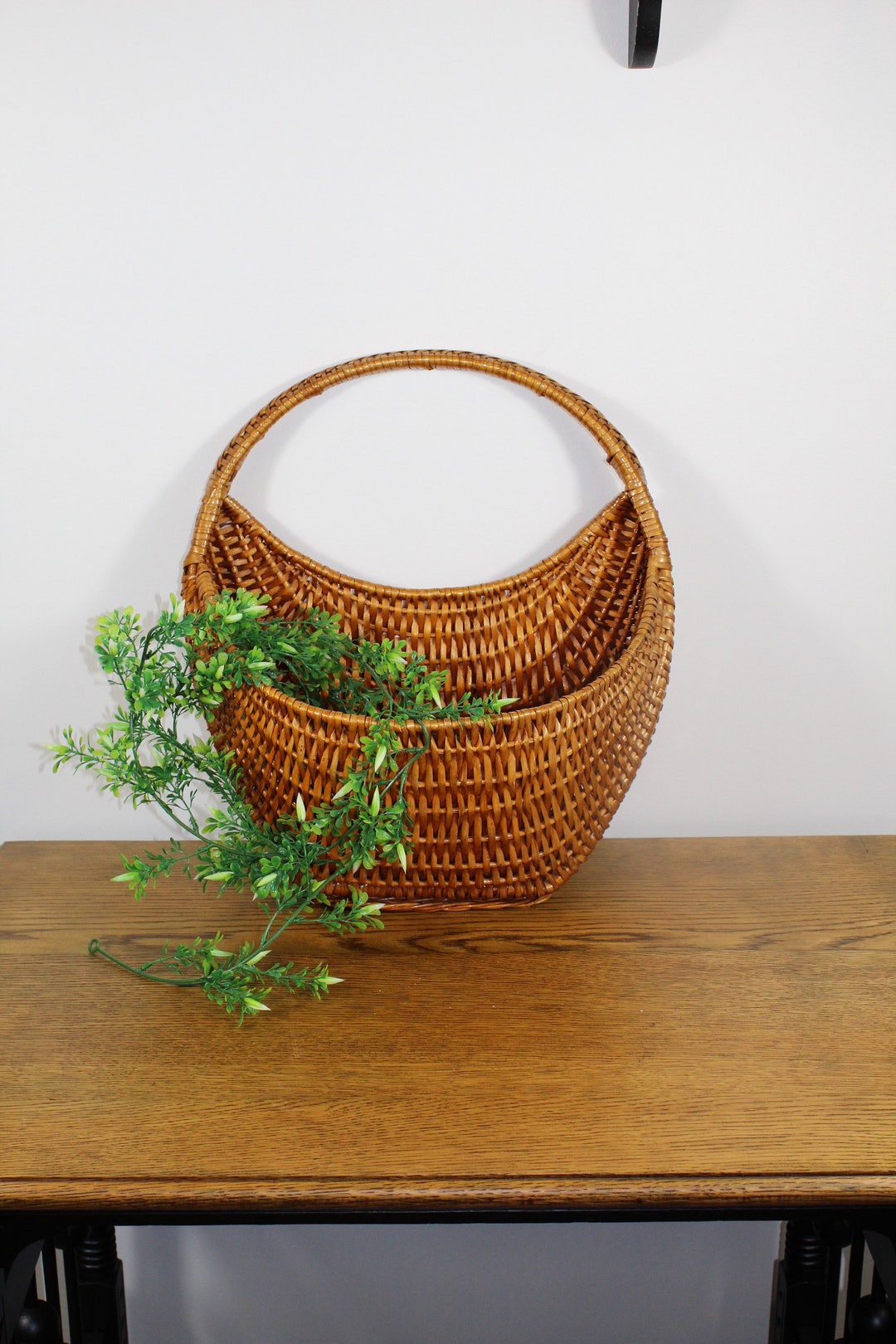 Vintage Basket Wall or Tabletop Woven Wicker Basket for Home Etsy