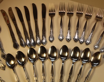 Flatware Silverware Serving Dining Entertaining Forks Knives Spoons Stainless Flatware Korea Vintage Flatware MCM Flatware