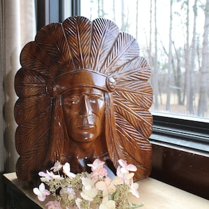 Indian Head Statuary Wood Indian Cigar Indian Large Indian Head Statue