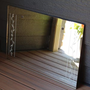 Vintage Wall Mirror with Etching Hangs at back  Large Wall Mirror