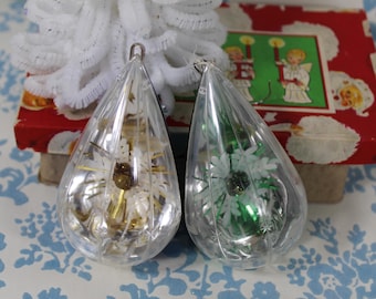 Jewelbrite Christmas Tree Ornaments MCM Christmas Ornament 1960's Christmas  1950s Jewelbrite I Diorama Ornament