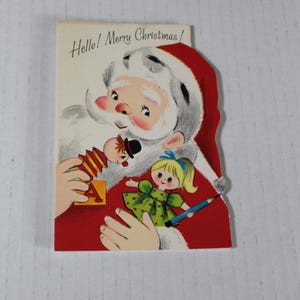 Vintage Christmas Greeting Card Santa Card Childs Greeting Card for Christmas