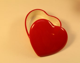 Large Red Heart Jewelry Box Red Heart Pink Stone Choker Vintage Jewelry Valentines Gift Box and Jewelry