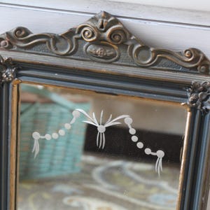 Vintage Etched Glass Mirror Set of Two Framed Mirror Wall Mirror Antique Mirror