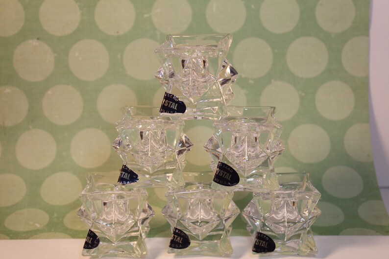 Lead Crystal Candle Cups Cut Glass Candle Holder Holiday Etsy