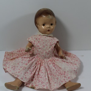Vintage Composition Doll Collectible Doll In Pink Dress Vintage Effanbee