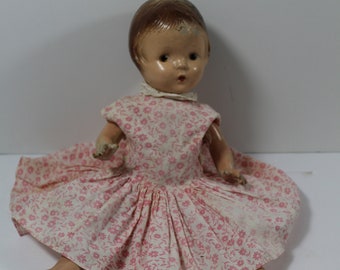 Vintage Composition Doll Collectible Doll In Pink Dress Vintage Effanbee