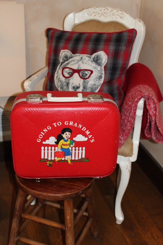vintage childs suitcase red Gem