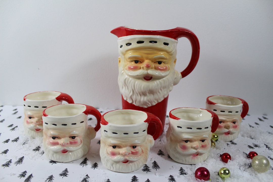 Vintage Santa Claus Pitcher and Mug Set Vintage Wales Christmas Drink