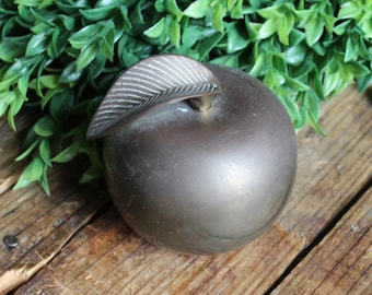 MCM Brass Apple Large Brass Apple Brass Home Accent Solid Brass Fruit Home Accent Paper Weight Book End Accent