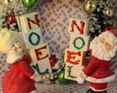 Napco Noel Santa and Mrs Clause Shakers Vintage Christmas Shakers Santa Clause NOEL Figurine