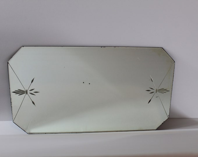 Vintage Frameless Mirror Etched Glass Mirror Vintage Table Top Etsy
