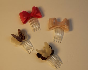 Vintage Hair Combs Hair Accesories Lucite Hair Bow Barrette Butterfly Hair Comb Hair Bow Hair Comb Decorative Hair Accessories