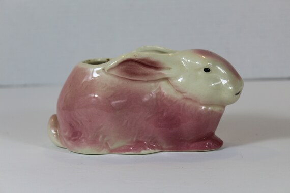 Vintage Pottery Bunny Pink Bunny Easter Bunny Rabbit Collectible Pottery