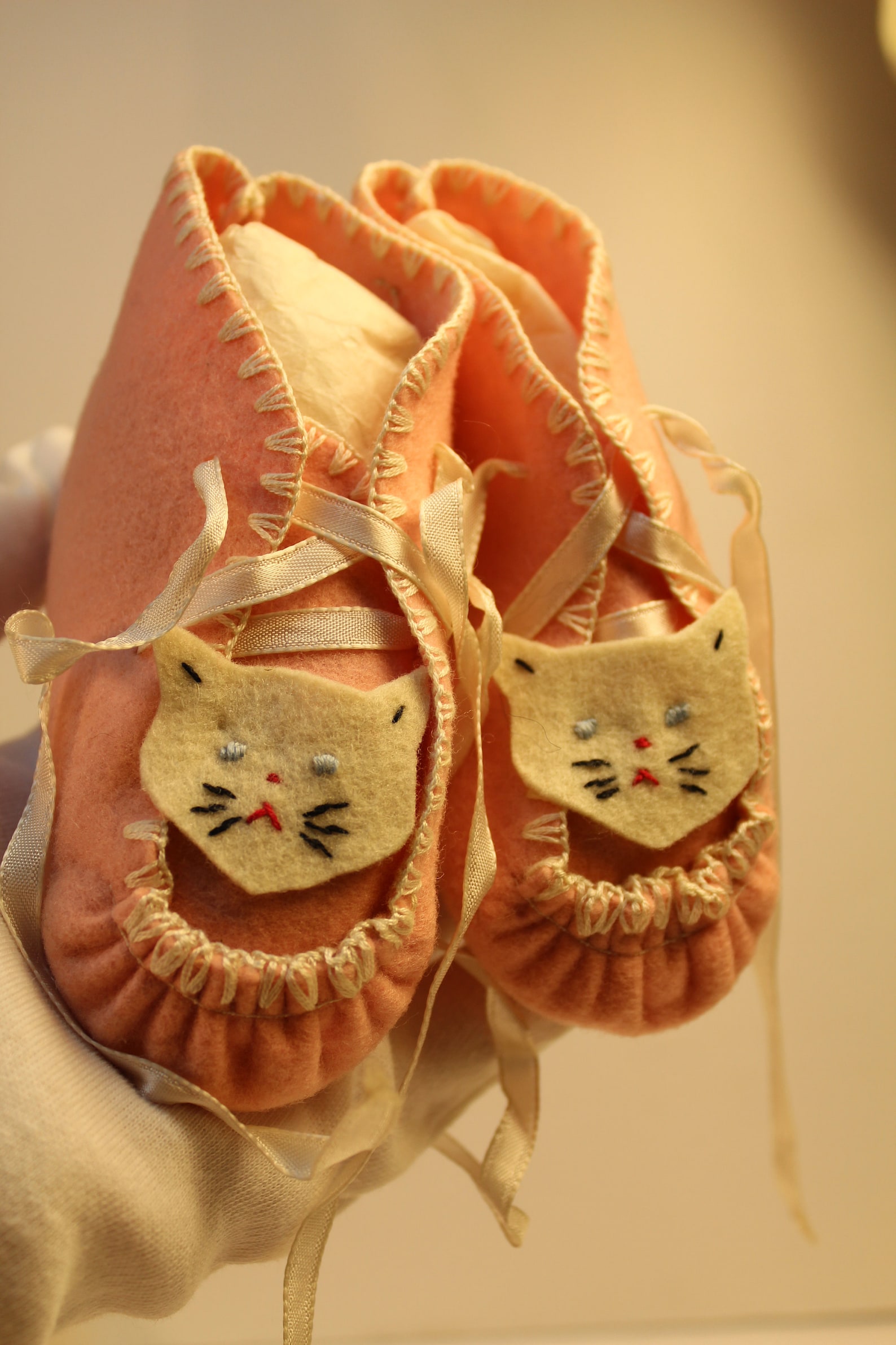 Pink Baby Booties Cat Kitten Booties Childs Footwear Baby Gift Etsy
