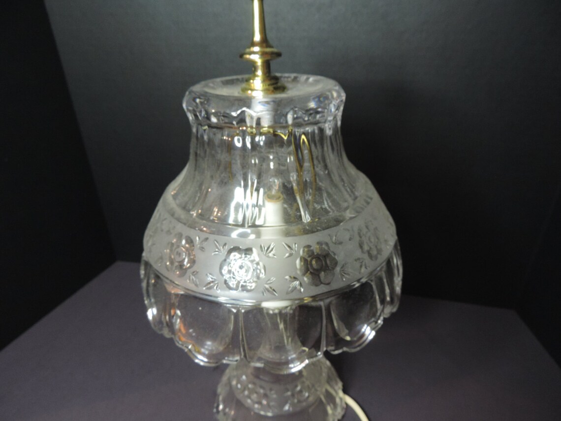 Night Light Vintage Lighting Etched Glass Lamp Table Lamp Etsy