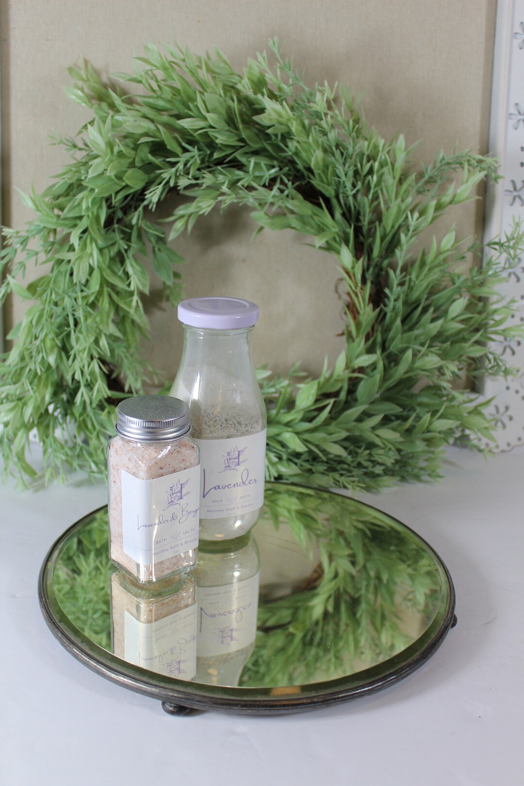 Antique Mirror Table Top Vanity Beveled Edge Round 10 Inch Plantform Mirror Etsy