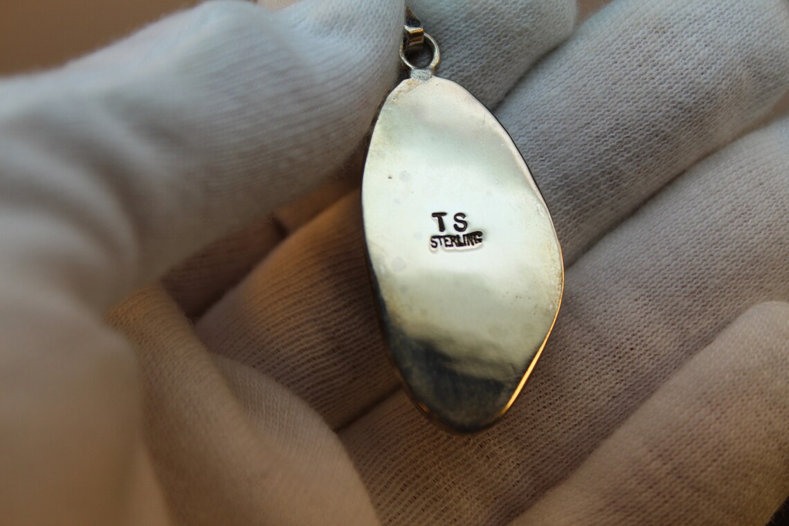 Sterling Silver Pendant TS Sterling Purple Stone Pendant Made Etsy