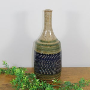 Mid Century Pottery Vase Large Blue Glazed Pottery Vase Studio Pottery Hand Made