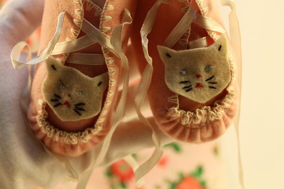 Pink Baby Booties Cat Kitten Booties Childs Footw… - image 9