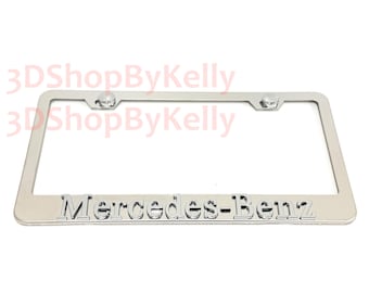 MercedesBenz License Plate Frame: 3D Chrome Emblem, Stainless Steel Chrome Car Tag Holder