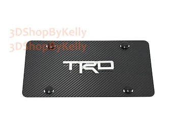3D TRDChrome Emblem Badge: Carbon Fiber Style, Aluminum Front Vanity License Plate
