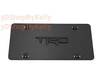 3D TRDBlack Emblem Badge: Carbon Fiber Style, Aluminum Front Vanity License Plate