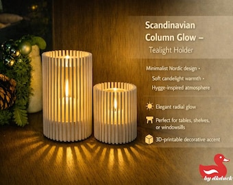 Scandinavian Column Glow Tealight Holder | Minimalist Nordic Candle Decor (Digital Download)