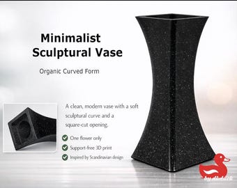 Minimalistische sculpturale vaas – organische gebogen vorm, Scandinavisch decor, 3D-geprint accent