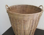 Vintage Bamboo Round Basket With Handles