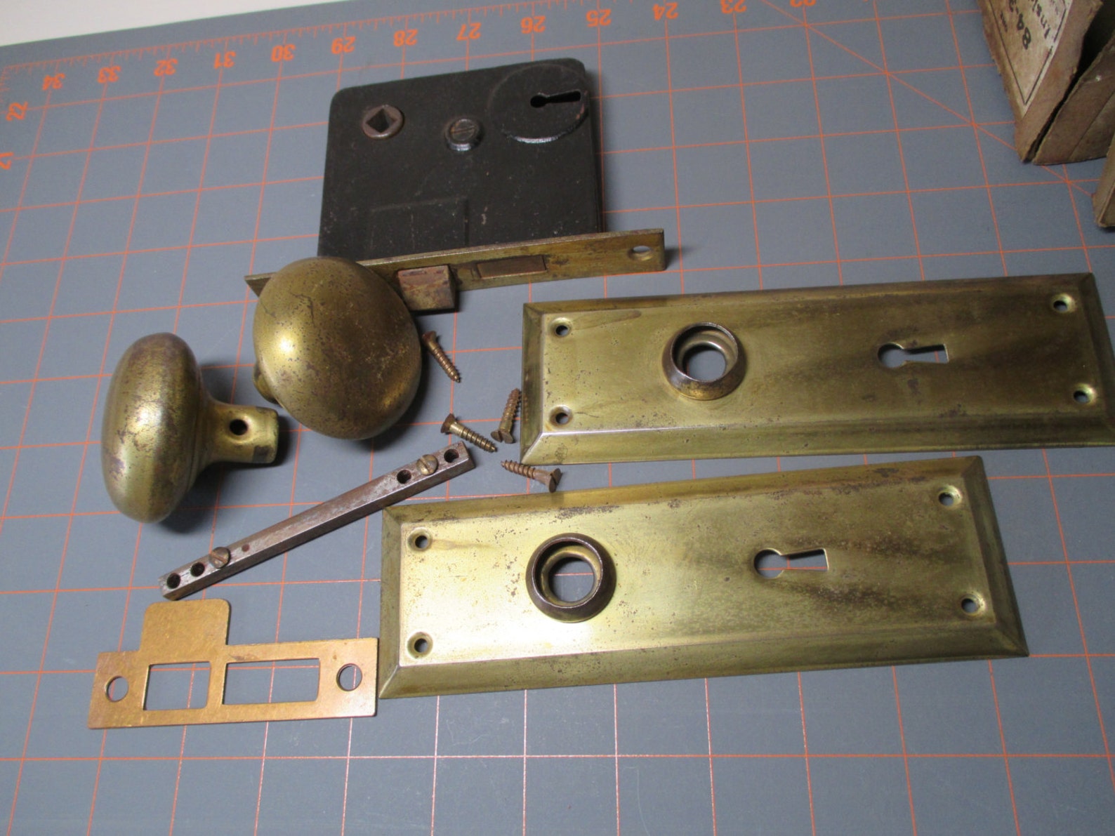Antique Door Lock Set Door Knobs Mortise and Backplates Etsy