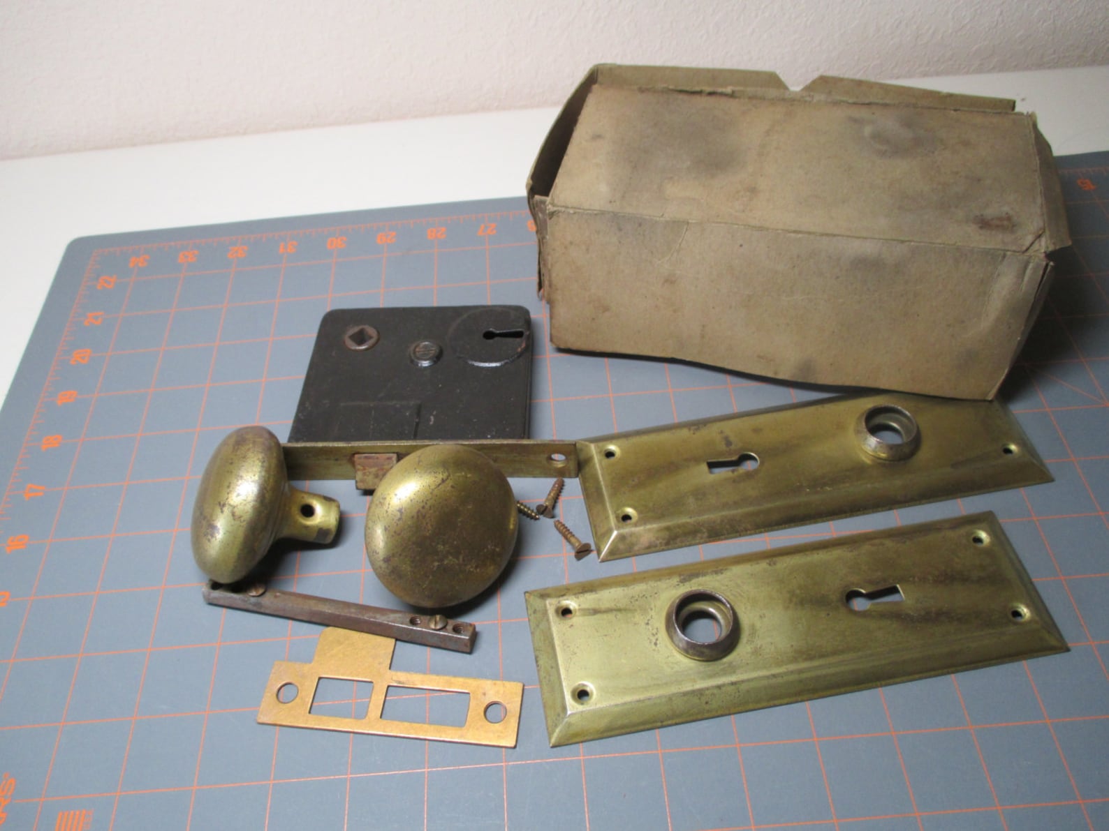 Antique Door Lock Set Door Knobs Mortise and Backplates Etsy