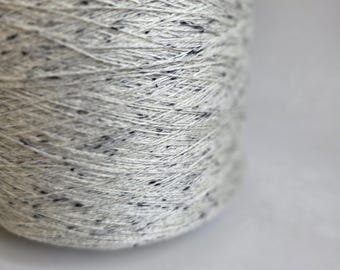 White with Black Tweed 50/20/30 Merino Wool/Cashmere/Anti-Pilling Knitting Yarn - 2/24Nm - 1200m per 100g