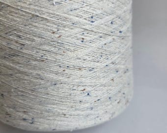 50/50 Linen/Cotton - Summer Yarn - 2/28NM - 1400m/100g - White & Blue Tweed