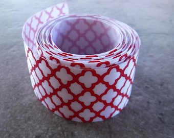 Red and White Trellis Ribbon 3 Yards