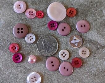 20 Vintage Buttons Pink Grab Bag