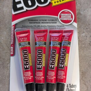 E6000 GLUE Industrial Strength Adhesive Glue .18 fl oz Minis Premium 4 tube pack