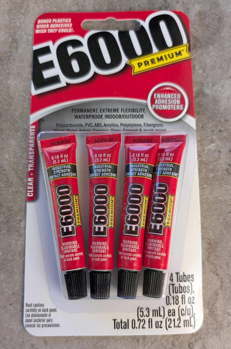 E6000 GLUE Industrial Strength Adhesive Glue .18 fl oz Minis Premium 4 tube pack