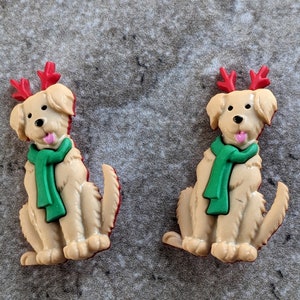 2 Reindeer Dog Shank Buttons Size 7/8&quot; Crafting Sewing