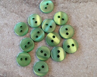 14 Fern Green Shiny Pop Top Round Buttons Size  7/16"