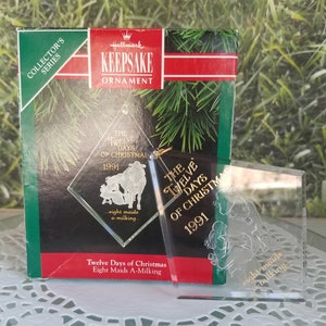 Twelve Days of Christmas Eight Maids a Milking Hallmark Ornament 1991