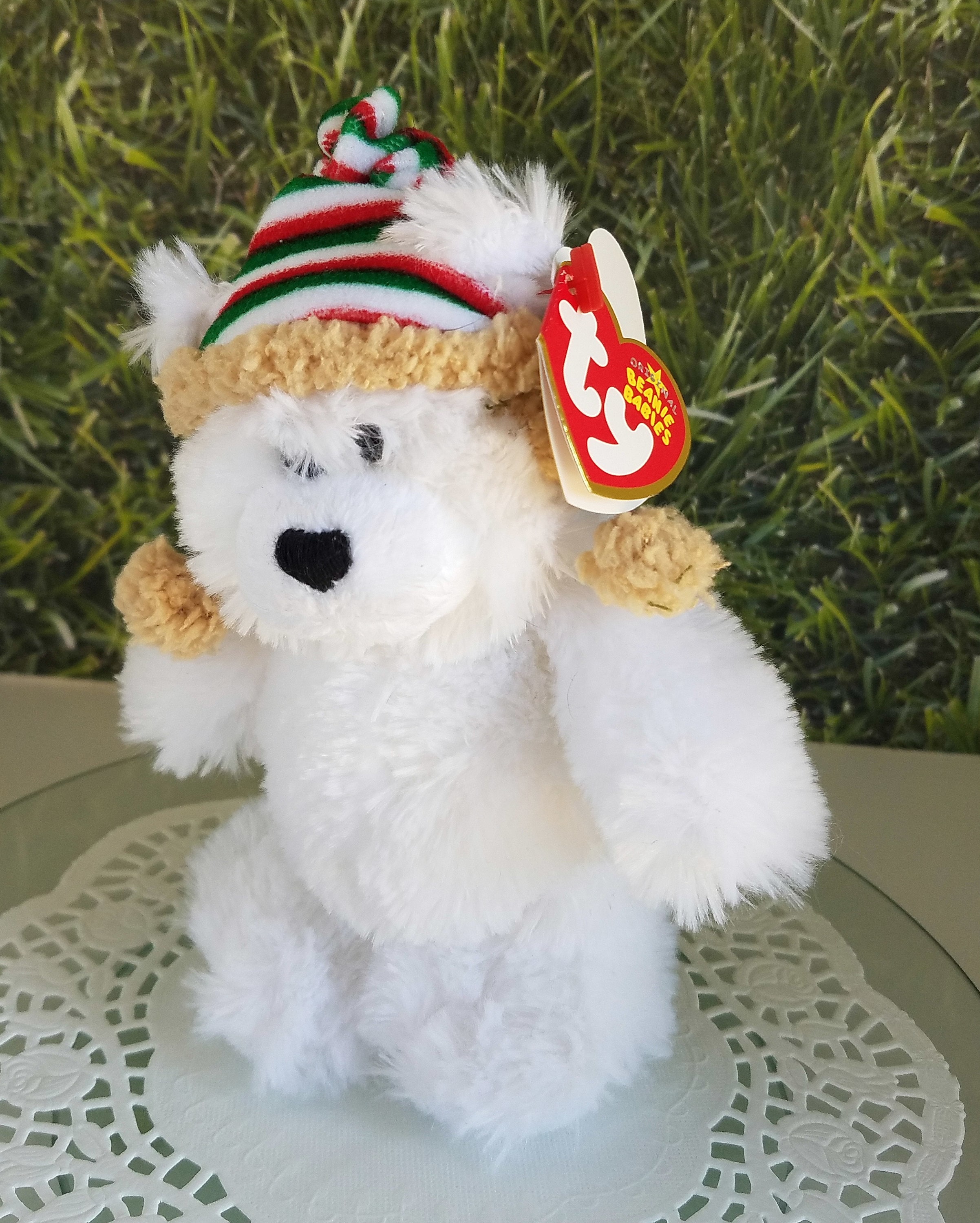 【新品タグ付き】bibiy / COLENNE TOP / WHITE Nibbles 1993 Original Beanie Babies Baby TY Rare Tags Retired