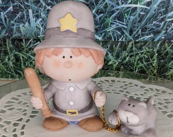 1996 Bumpkinsville's Finest Policeman & Cat Fabrizio George Good Bumpkins Ceramic Figurine