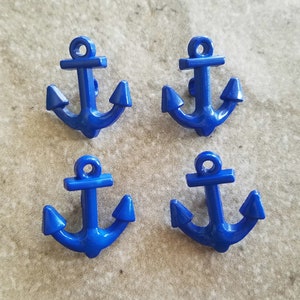 4 Navy Blue Anchor Shank Buttons Size 7/8&quot;