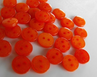 21 Orange Mini Dashed Rim Round Buttons Size 5/16"