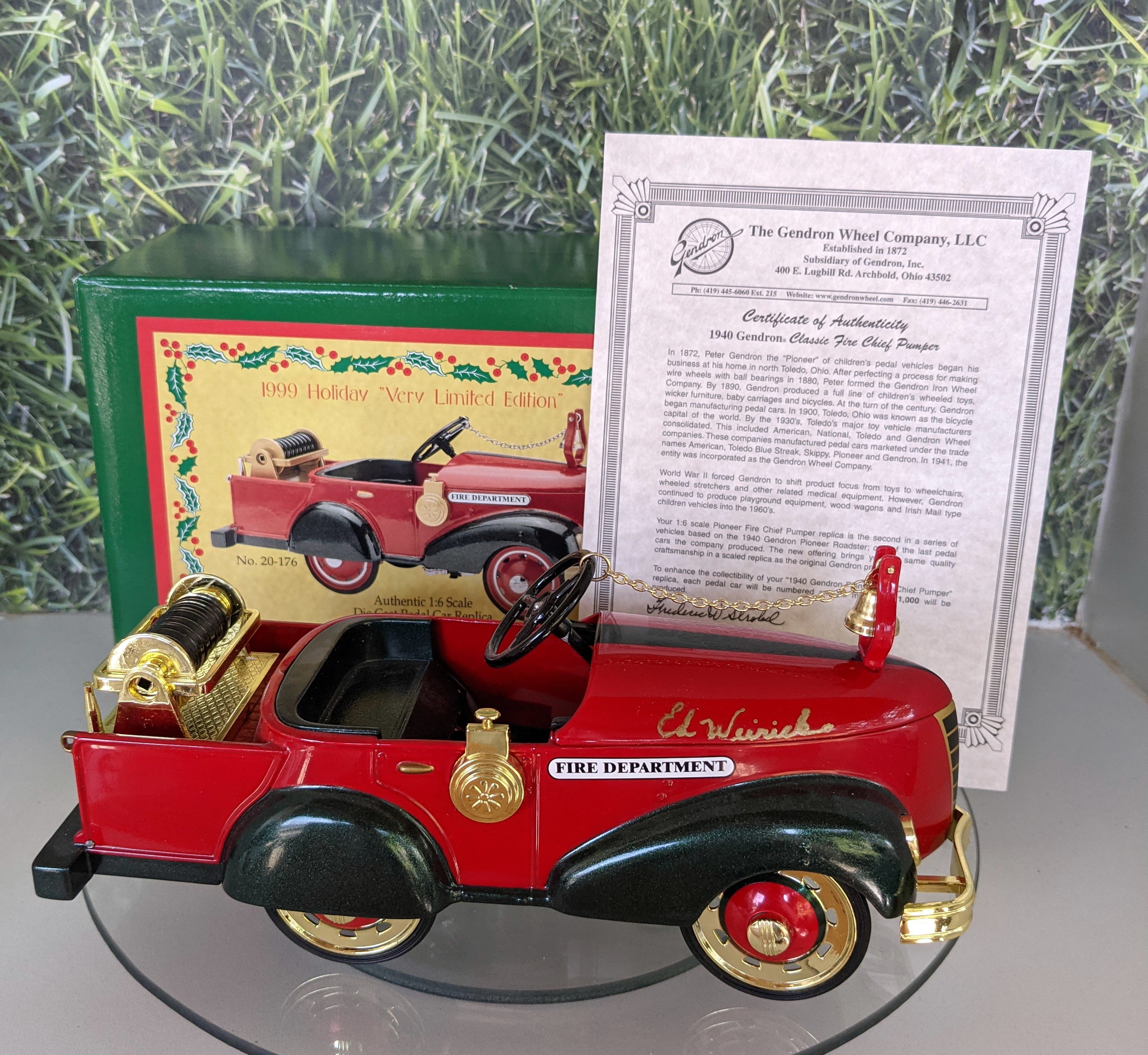 Artist Proof Signed 1940 Classic Fire Chief Pumper by the Gendron