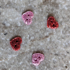 10 Micro Mini Glitter Heart Buttons Size 1/4&quot; You choose the color