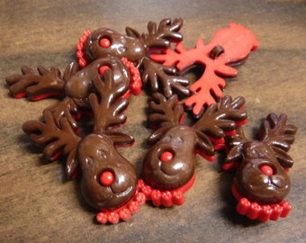 6 Reindeer Face Shank Buttons