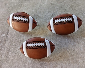 3 Pigskin Football Shank Buttons Size 1&quot;