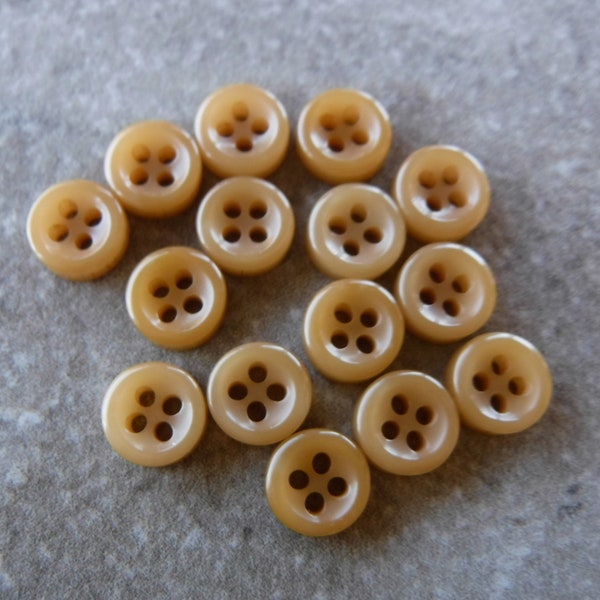 15 Carmel Brown Thick Slope Rim Round Buttons Size 5/16"